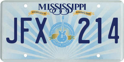 MS license plate JFX214