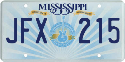 MS license plate JFX215