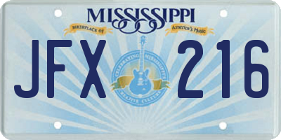MS license plate JFX216