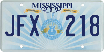 MS license plate JFX218