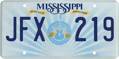 MS license plate JFX219