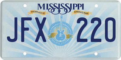 MS license plate JFX220