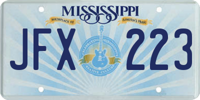 MS license plate JFX223