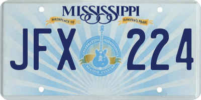 MS license plate JFX224