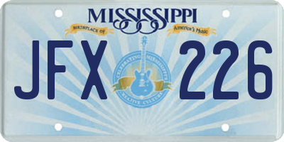 MS license plate JFX226