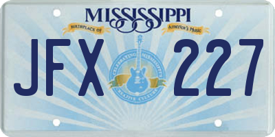 MS license plate JFX227