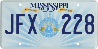 MS license plate JFX228