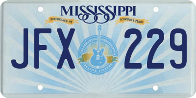 MS license plate JFX229