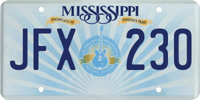 MS license plate JFX230