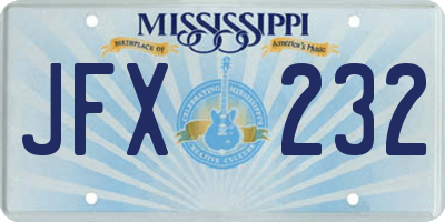MS license plate JFX232