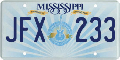 MS license plate JFX233