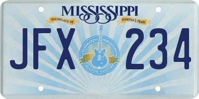 MS license plate JFX234