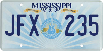 MS license plate JFX235