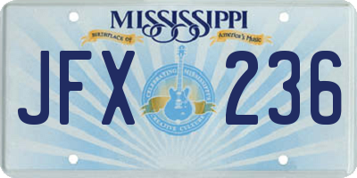 MS license plate JFX236