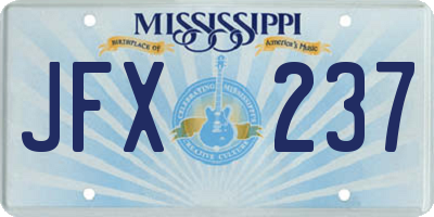MS license plate JFX237