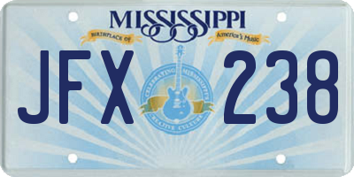 MS license plate JFX238