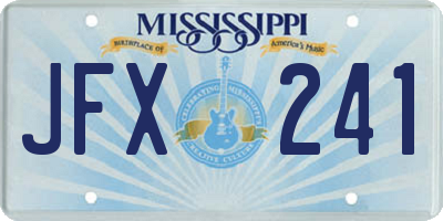 MS license plate JFX241