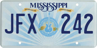 MS license plate JFX242