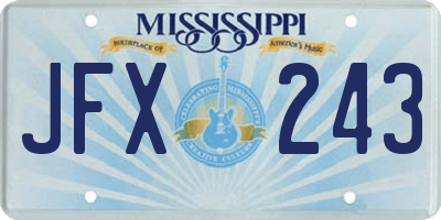 MS license plate JFX243