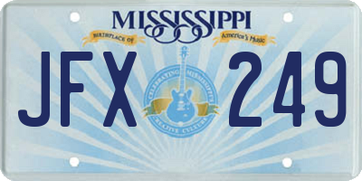 MS license plate JFX249