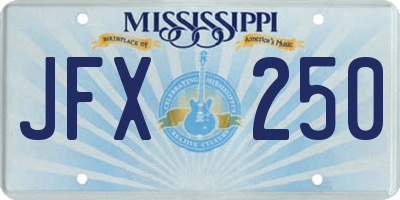 MS license plate JFX250
