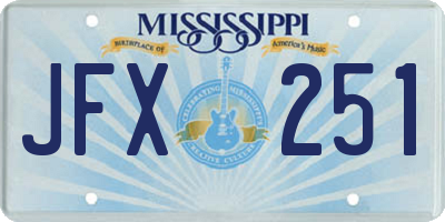 MS license plate JFX251