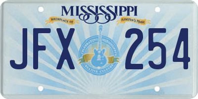 MS license plate JFX254