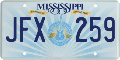 MS license plate JFX259