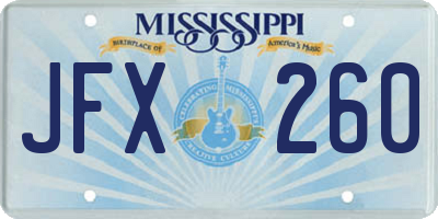 MS license plate JFX260