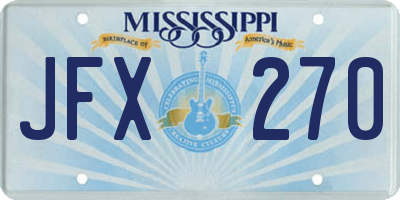 MS license plate JFX270