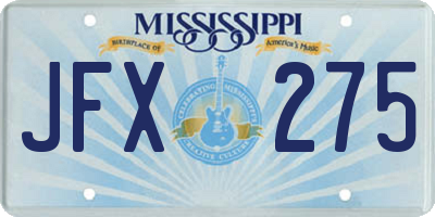 MS license plate JFX275