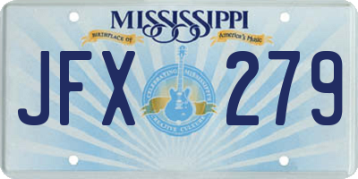 MS license plate JFX279