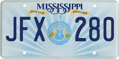 MS license plate JFX280