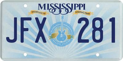 MS license plate JFX281