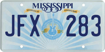MS license plate JFX283