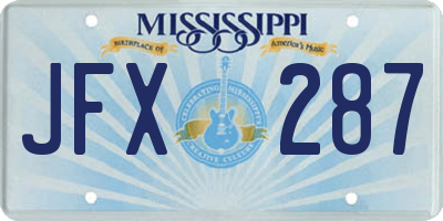 MS license plate JFX287