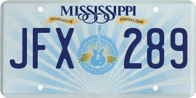 MS license plate JFX289