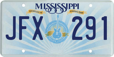 MS license plate JFX291