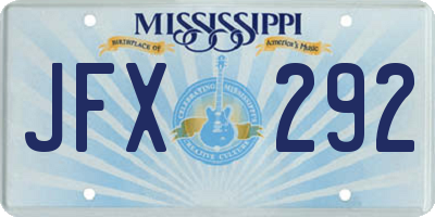 MS license plate JFX292