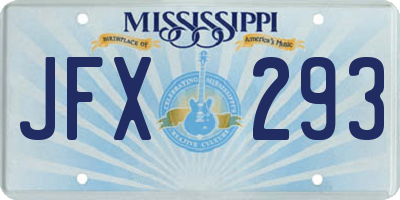 MS license plate JFX293