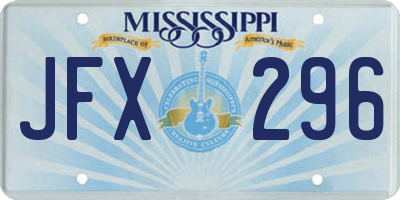 MS license plate JFX296