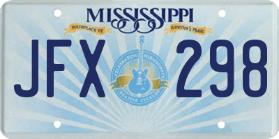 MS license plate JFX298