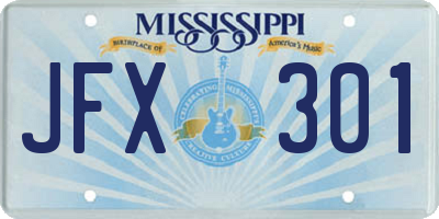 MS license plate JFX301