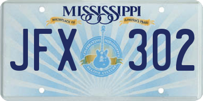 MS license plate JFX302