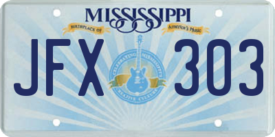 MS license plate JFX303