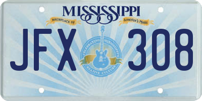 MS license plate JFX308