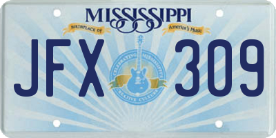 MS license plate JFX309