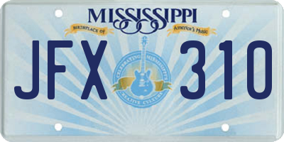 MS license plate JFX310