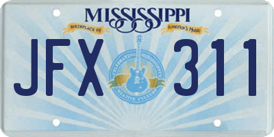 MS license plate JFX311