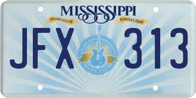 MS license plate JFX313